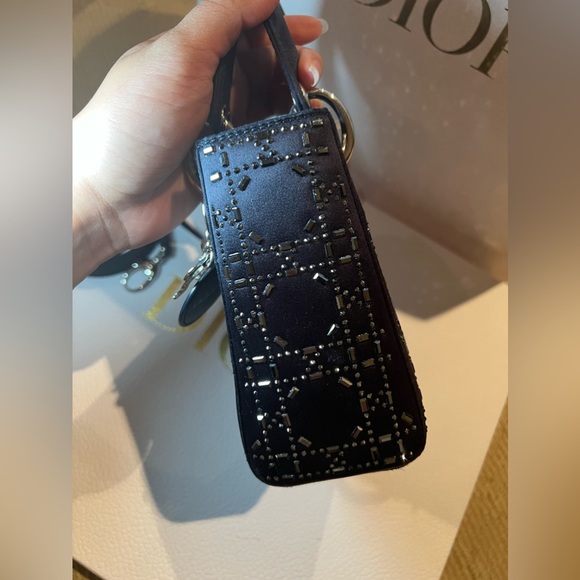 Mini Lady Dior Bag Navy Strass Cannage Satin - Picture 8 of 10